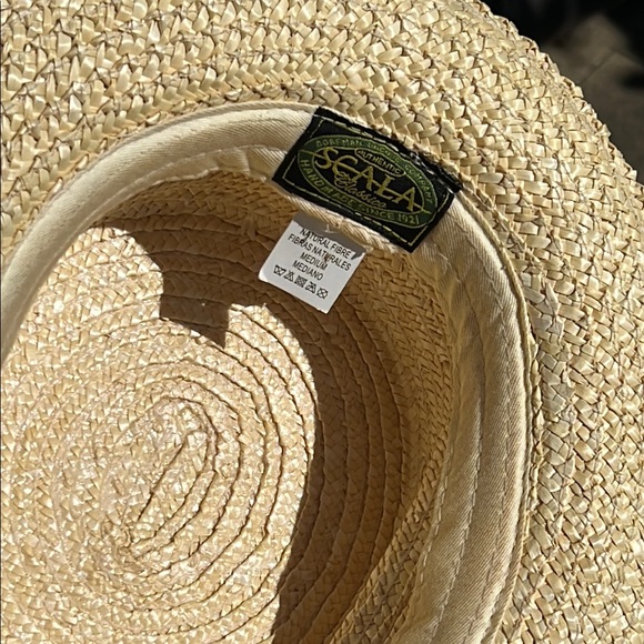 SCALA Straw Boater Hat with Red and Blue Ribbon - Picture 10 of 15